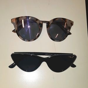 Set of 2 sunglasses, cateye and round